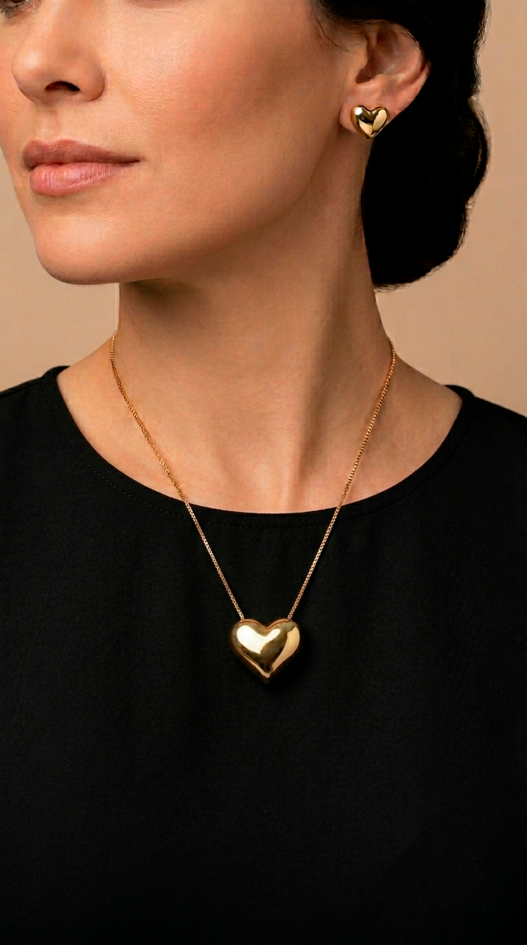 Conjunto Corazón Encape Oro