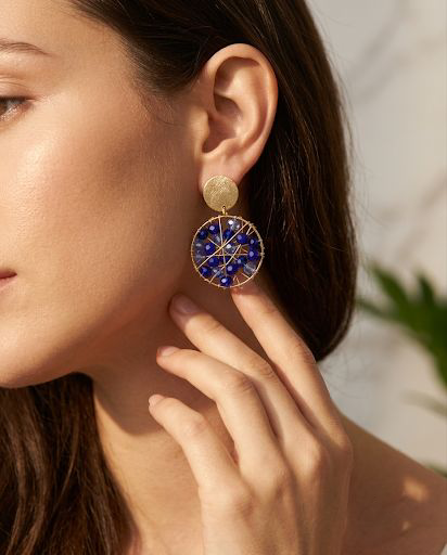 Aros Alambrismo Cristales Azul