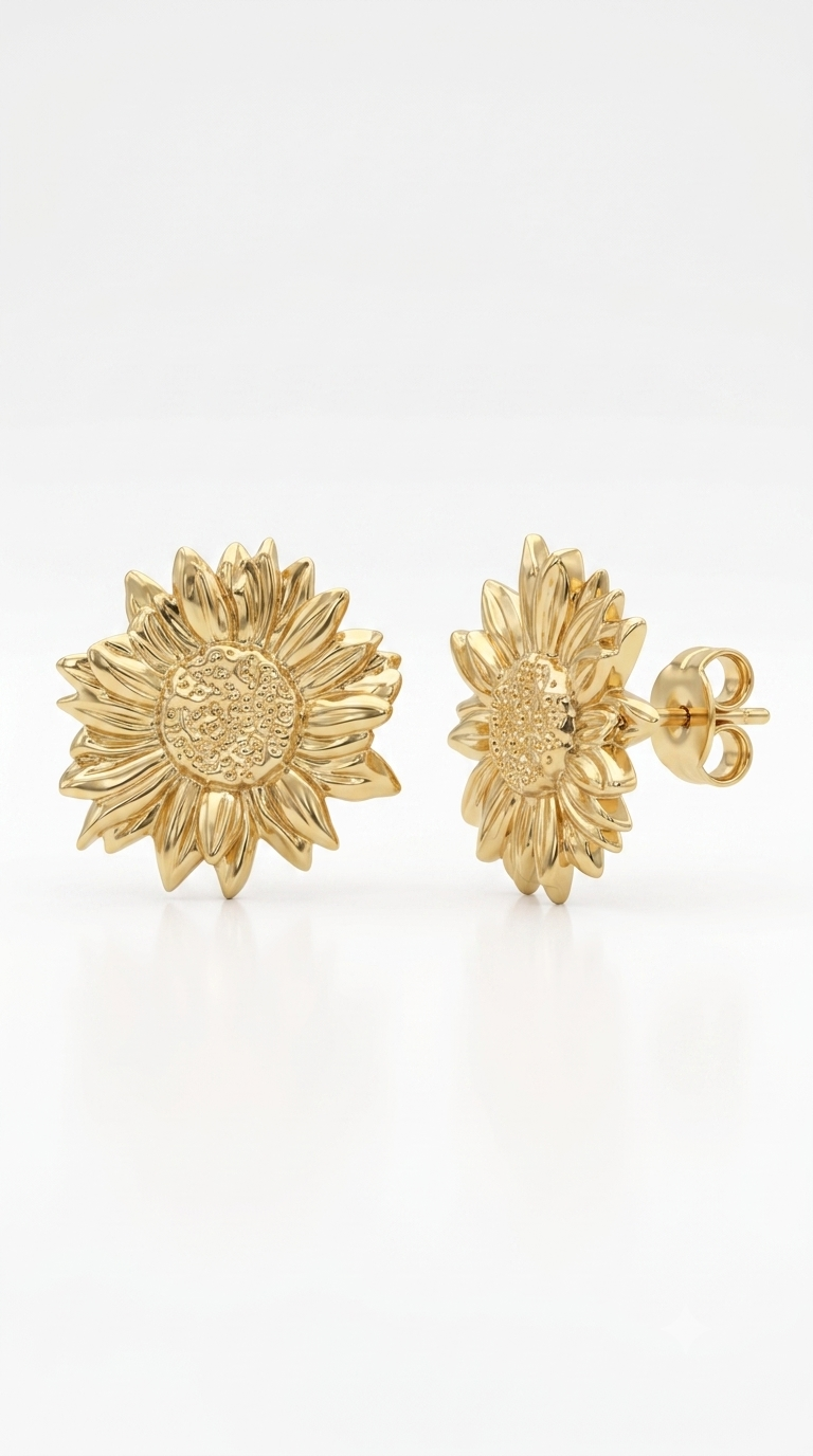 Aros Girasoles Enchape Oro