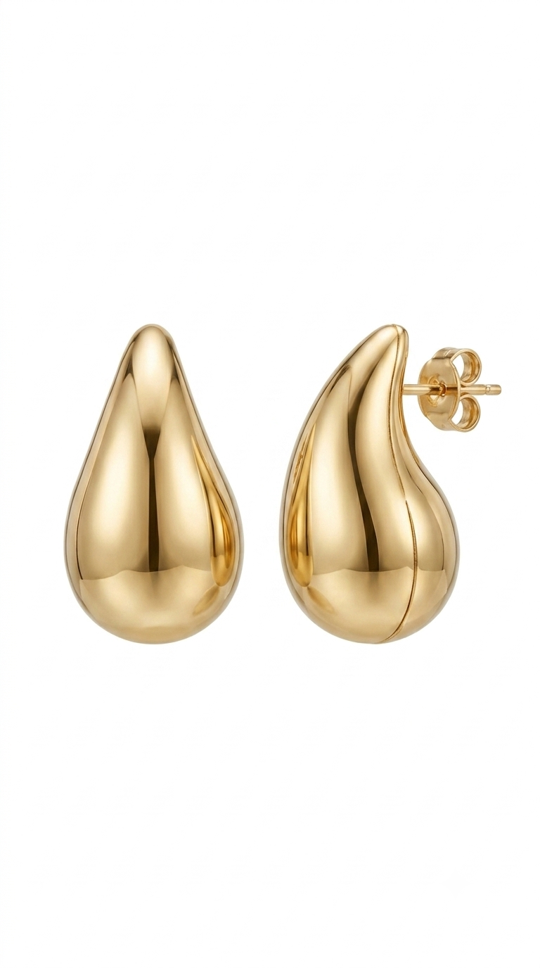 Aros Gotas Mediana Enchape Oro 1.8 cms