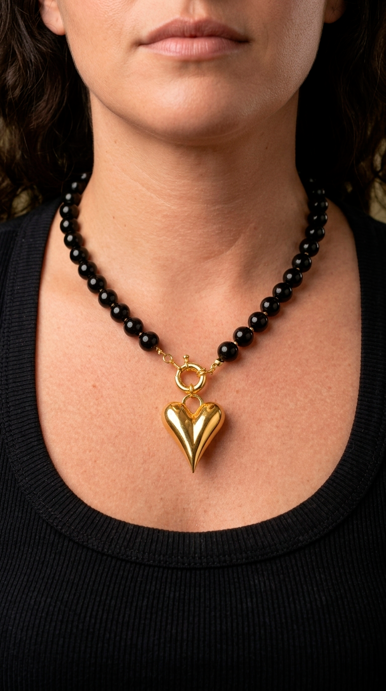 Collar Ónix, Timón y Corazón Inflado