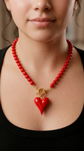 Collar Jade Rojo, Timón y Corazón Rojo