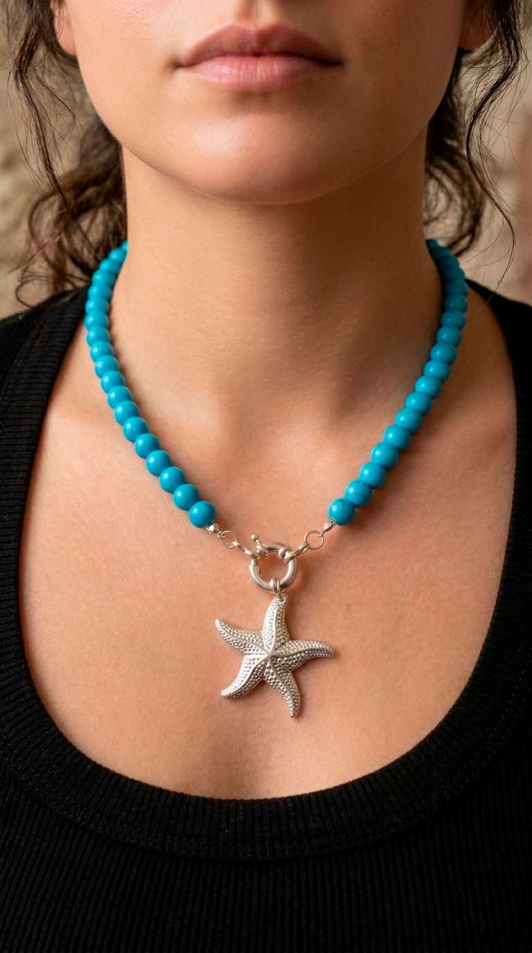 Collar Vidrio Calipso y Estrella de Mar