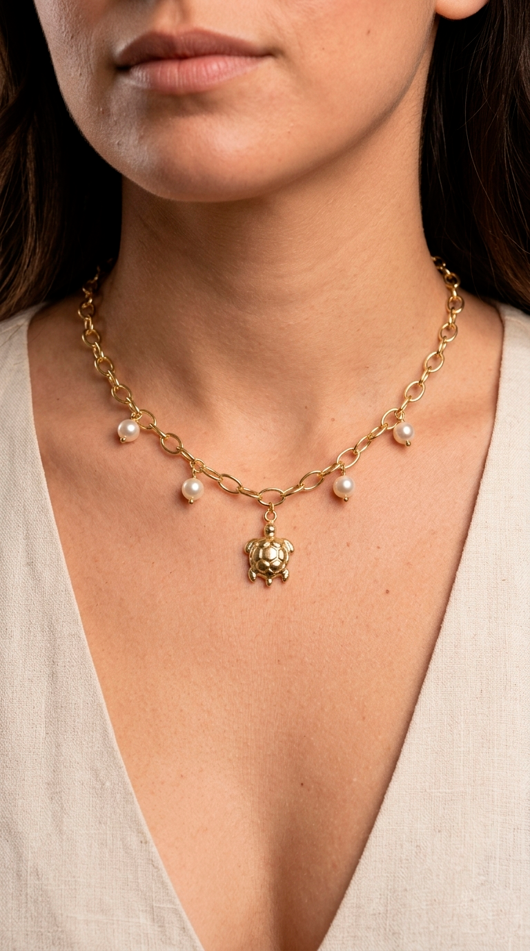 Collar Tortuga y Perlas Shell
