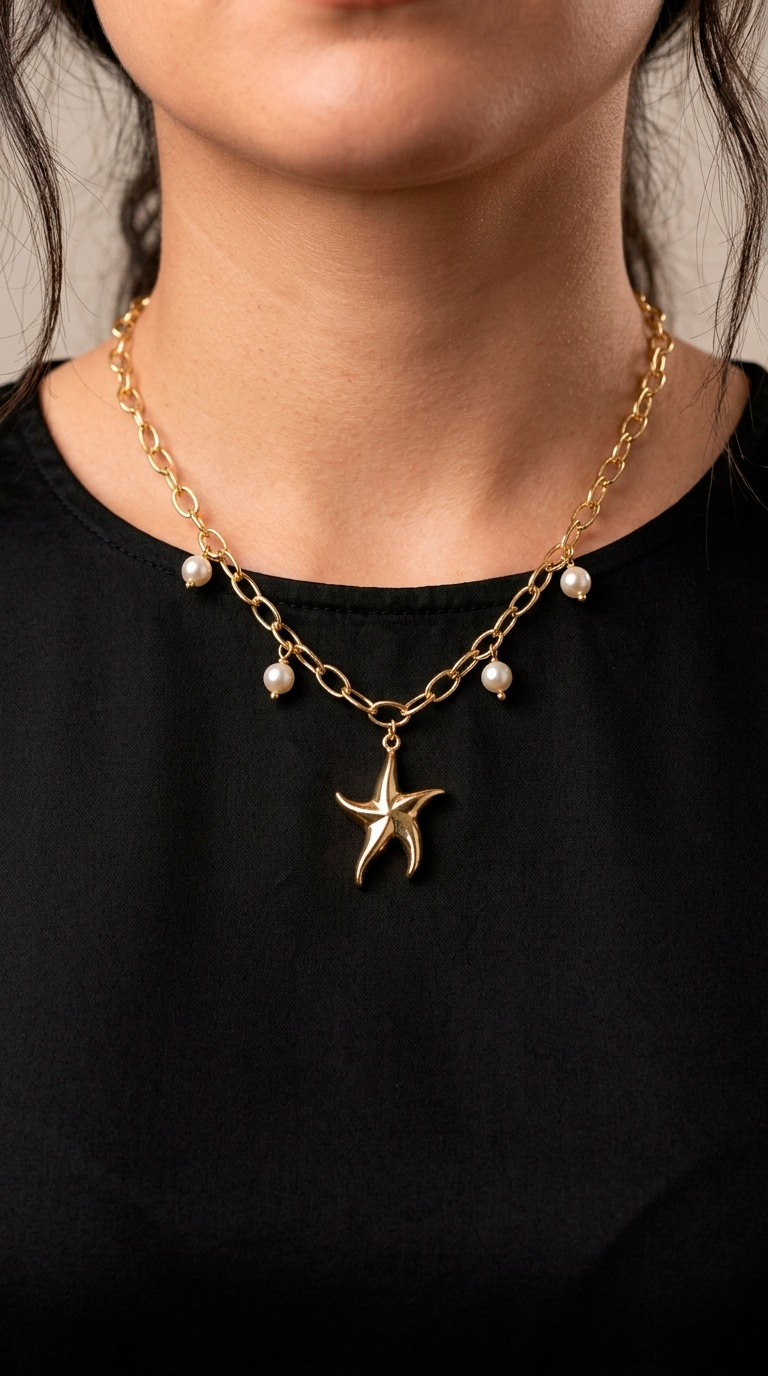 Collar Estrella de Mar y Perlas Shell