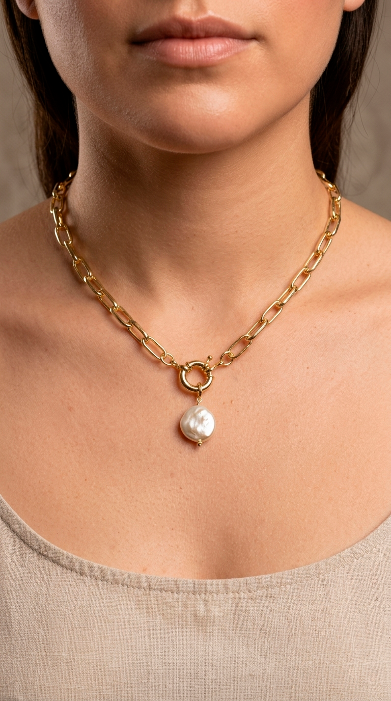 Collar Dije Perla Barroca