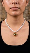 Collar Cordón Blanco Corazón