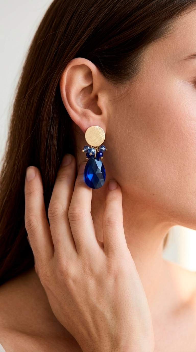 Aros Maxi Cristal Azul  3.5 cms